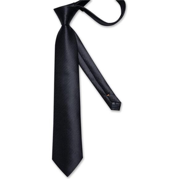 Mens Silk Necktie Solid Color Tie and Pocket Square Cufflink Tie Clip Set Woven - Picture 4 of 8